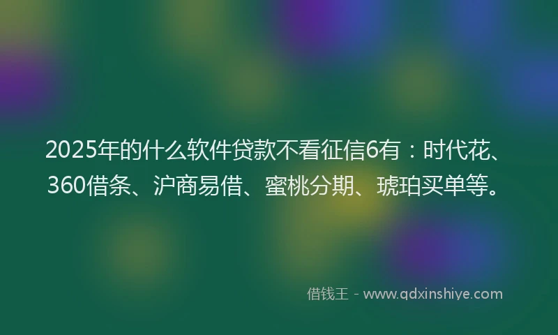 2025年的什么软件贷款不看征信6有：时代花、360借条、沪商易借、蜜桃分期、琥珀买单等。