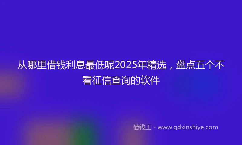 从哪里借钱利息最低呢2025年精选,盘点五个不看征信查询的软件