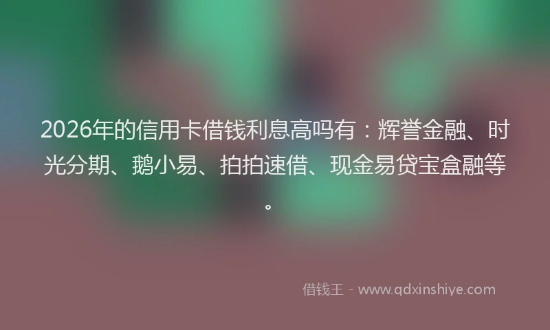 2026年的信用卡借钱利息高吗有：辉誉金融、时光分期、鹅小易、拍拍速借、现金易贷宝盒融等。