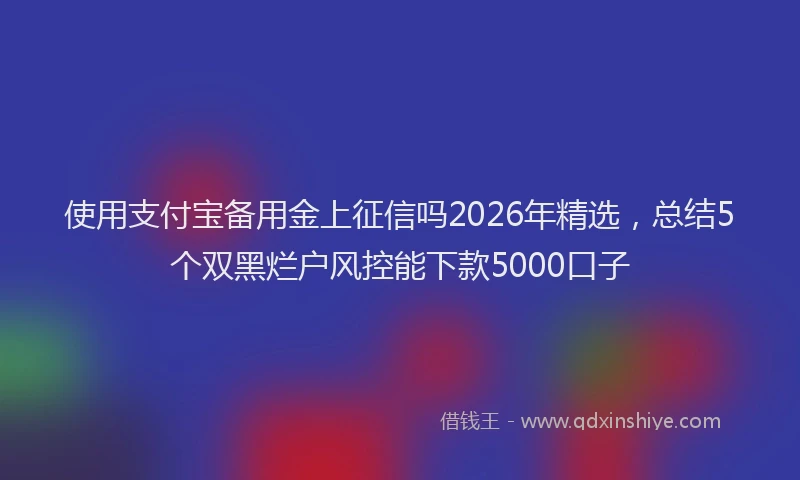 使用支付宝备用金上征信吗2026年精选,总结5个双黑烂户风控能下款5000口子
