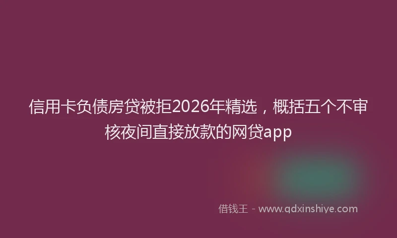 信用卡负债房贷被拒2026年精选，概括五个不审核夜间直接放款的网贷app