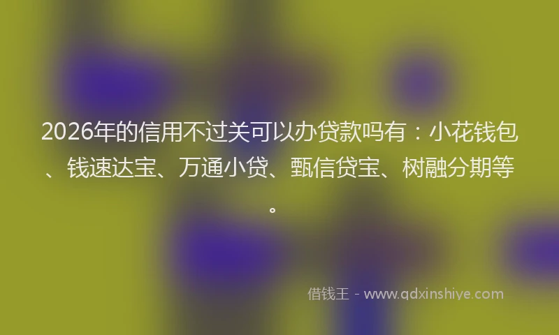 2026年的信用不过关可以办贷款吗有：小花钱包、钱速达宝、万通小贷、甄信贷宝、树融分期等。