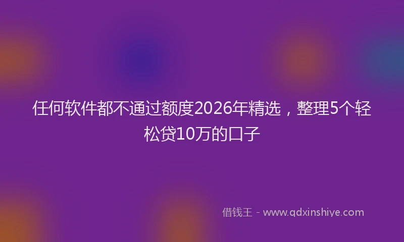 任何软件都不通过额度2026年精选，整理5个轻松贷10万的口子