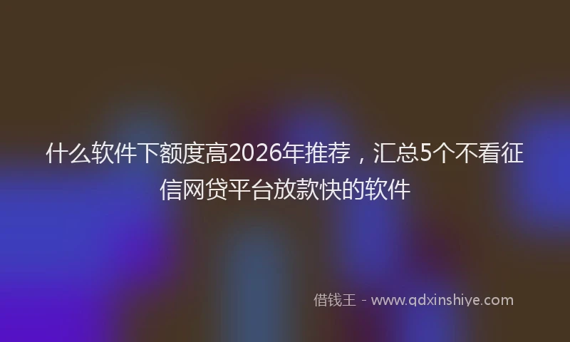 什么软件下额度高2026年推荐，汇总5个不看征信网贷平台放款快的软件