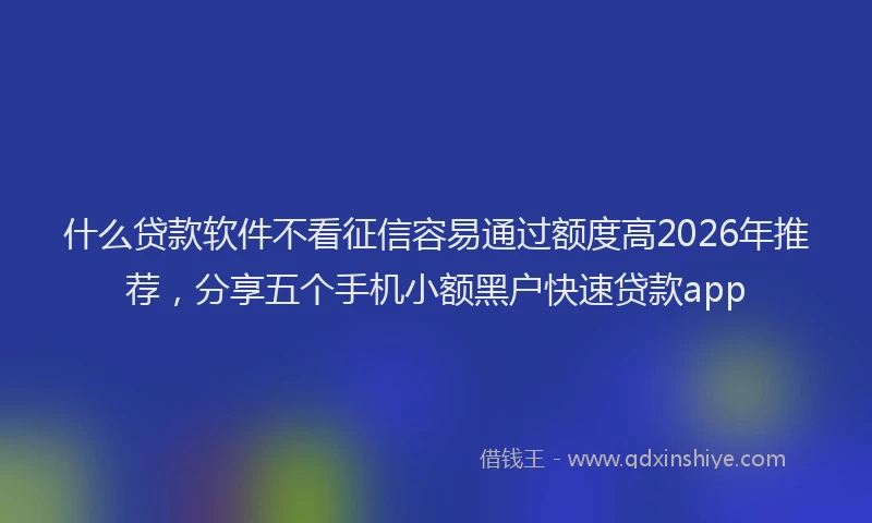 什么贷款软件不看征信容易通过额度高2026年推荐，分享五个手机小额黑户快速贷款app
