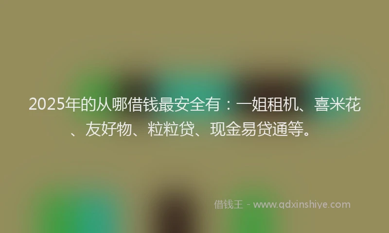 2025年的从哪借钱最安全有:一姐租机、喜米花、友好物、粒粒贷、现金易贷通等。