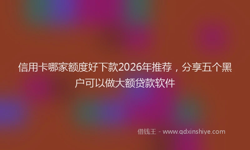 信用卡哪家额度好下款2026年推荐，分享五个黑户可以做大额贷款软件