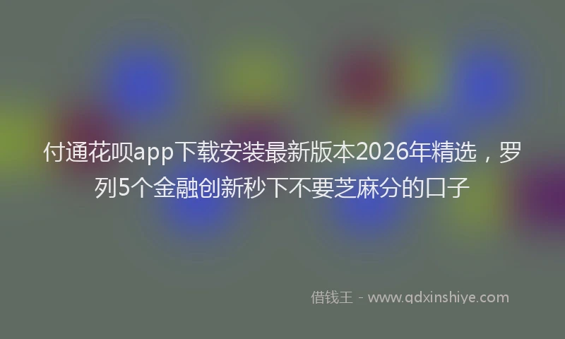 付通花呗app下载安装最新版本2026年精选,罗列5个金融创新秒下不要芝麻分的口子
