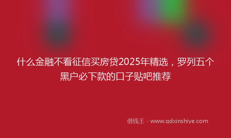 什么金融不看征信买房贷2025年精选，罗列五个黑户必下款的口子贴吧推荐
