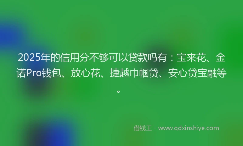 2025年的信用分不够可以贷款吗有：宝来花、金诺Pro钱包、放心花、捷越巾帼贷、安心贷宝融等。