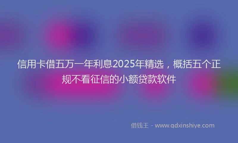 信用卡借五万一年利息2025年精选，概括五个正规不看征信的小额贷款软件