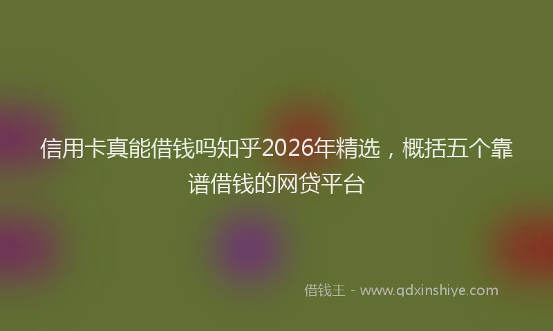 信用卡真能借钱吗知乎2026年精选，概括五个靠谱借钱的网贷平台