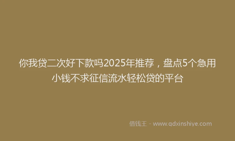你我贷二次好下款吗2025年推荐，盘点5个急用小钱不求征信流水轻松贷的平台