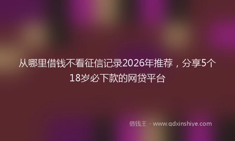 从哪里借钱不看征信记录2026年推荐，分享5个18岁必下款的网贷平台