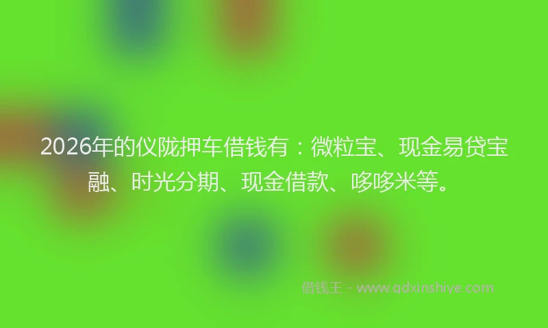 2026年的仪陇押车借钱有:微粒宝、现金易贷宝融、时光分期、现金借款、哆哆米等。