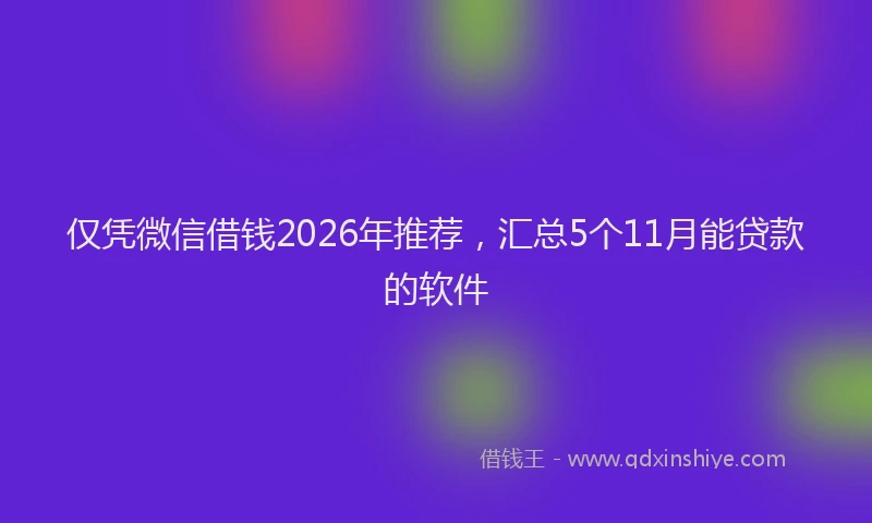 仅凭微信借钱2026年推荐，汇总5个11月能贷款的软件