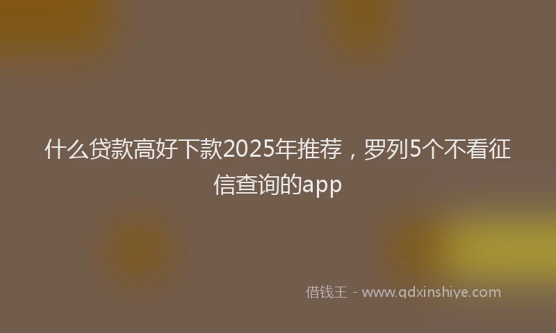什么贷款高好下款2025年推荐，罗列5个不看征信查询的app