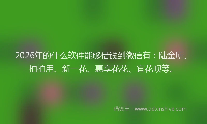 2026年的什么软件能够借钱到微信有：陆金所、拍拍用、新一花、惠享花花、宜花呗等。