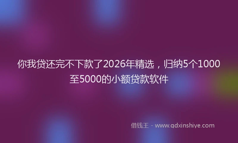 你我贷还完不下款了2026年精选，归纳5个1000至5000的小额贷款软件