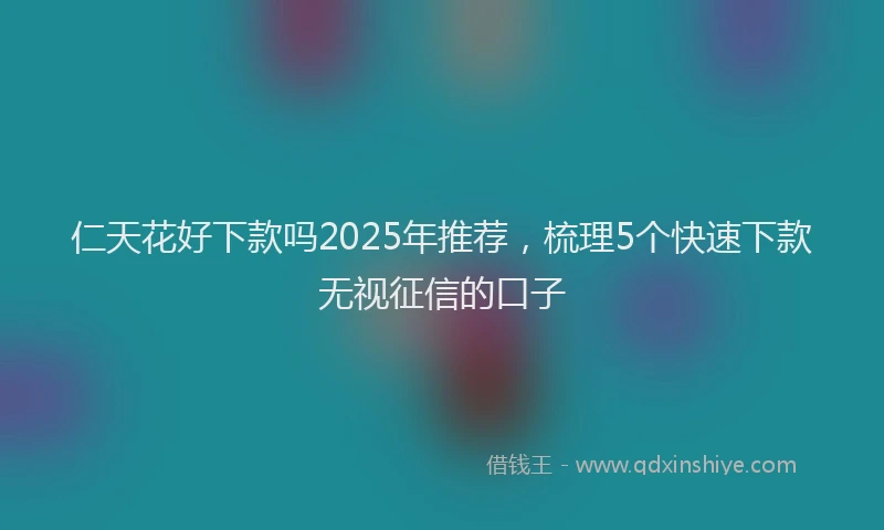仁天花好下款吗2025年推荐，梳理5个快速下款无视征信的口子