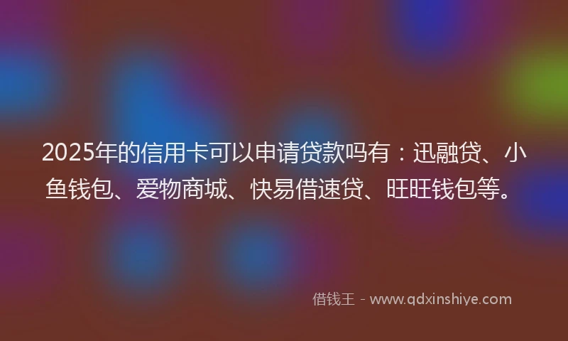 2025年的信用卡可以申请贷款吗有：迅融贷、小鱼钱包、爱物商城、快易借速贷、旺旺钱包等。