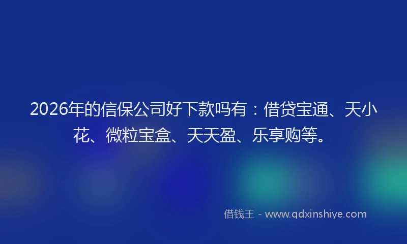 2026年的信保公司好下款吗有：借贷宝通、天小花、微粒宝盒、天天盈、乐享购等。