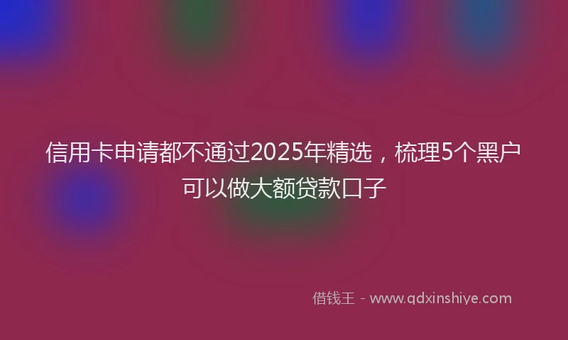 信用卡申请都不通过2025年精选，梳理5个黑户可以做大额贷款口子