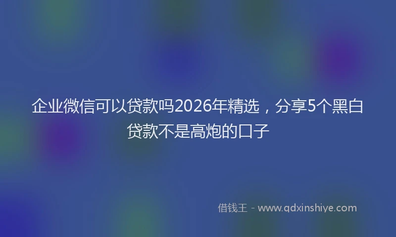 企业微信可以贷款吗2026年精选，分享5个黑白贷款不是高炮的口子