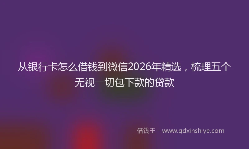 从银行卡怎么借钱到微信2026年精选，梳理五个无视一切包下款的贷款