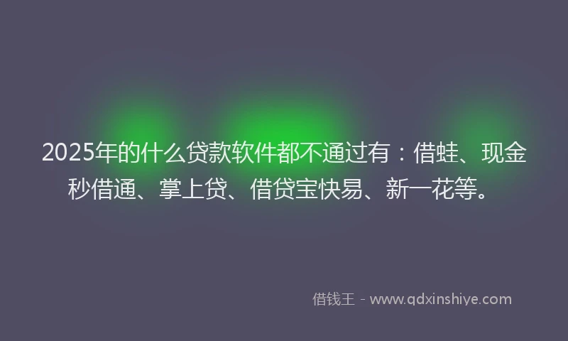 2025年的什么贷款软件都不通过有:借蛙、现金秒借通、掌上贷、借贷宝快易、新一花等。
