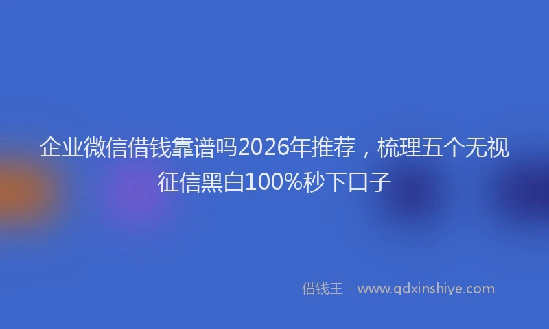 企业微信借钱靠谱吗2026年推荐，梳理五个无视征信黑白100%秒下口子
