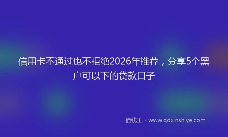 信用卡不通过也不拒绝2026年推荐，分享5个黑户可以下的贷款口子
