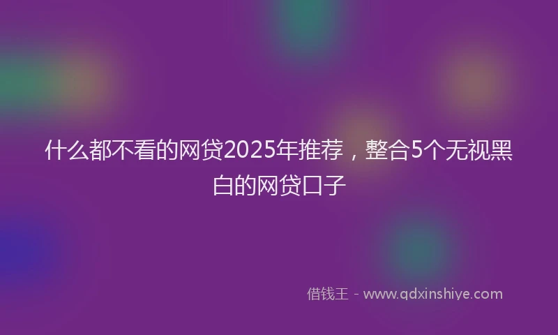 什么都不看的网贷2025年推荐，整合5个无视黑白的网贷口子