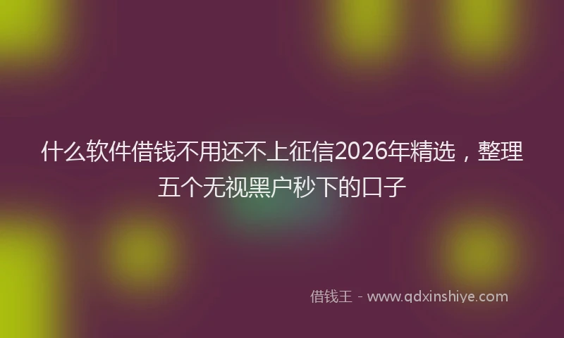 什么软件借钱不用还不上征信2026年精选，整理五个无视黑户秒下的口子