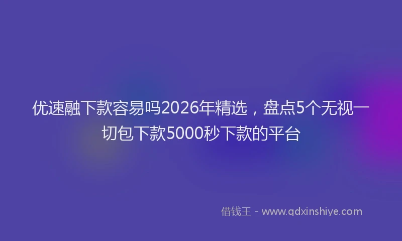 优速融下款容易吗2026年精选,盘点5个无视一切包下款5000秒下款的平台