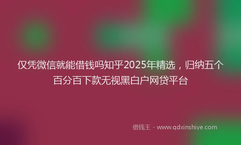 仅凭微信就能借钱吗知乎2025年精选，归纳五个百分百下款无视黑白户网贷平台