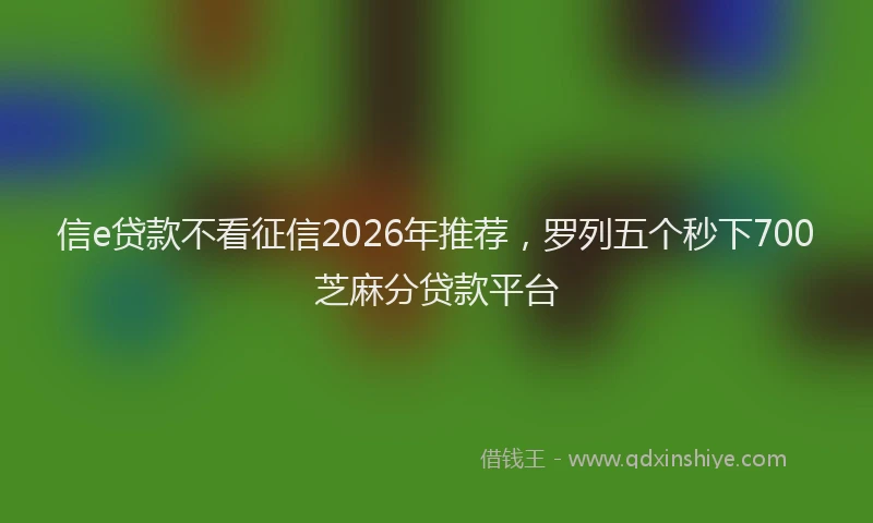 信e贷款不看征信2026年推荐,罗列五个秒下700芝麻分贷款平台