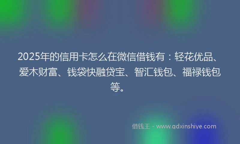 2025年的信用卡怎么在微信借钱有：轻花优品、爱木财富、钱袋快融贷宝、智汇钱包、福禄钱包等。
