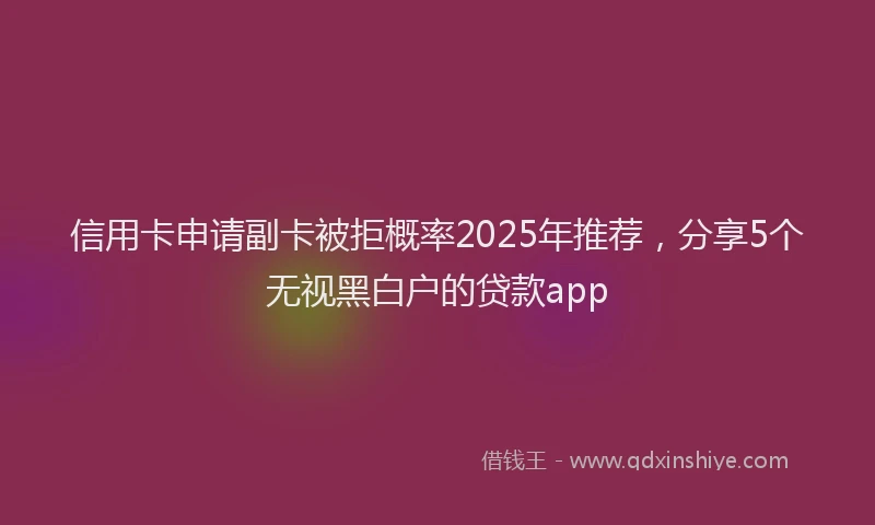 信用卡申请副卡被拒概率2025年推荐，分享5个无视黑白户的贷款app