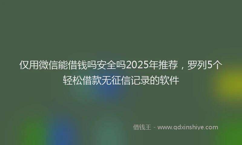 仅用微信能借钱吗安全吗2025年推荐，罗列5个轻松借款无征信记录的软件