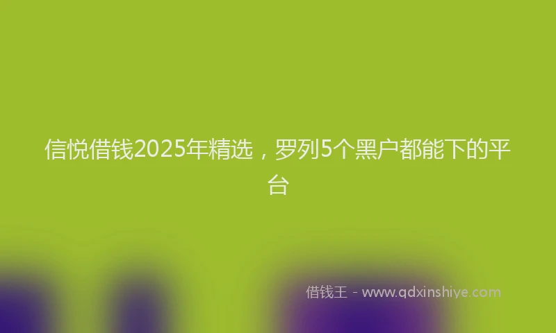 信悦借钱2025年精选，罗列5个黑户都能下的平台
