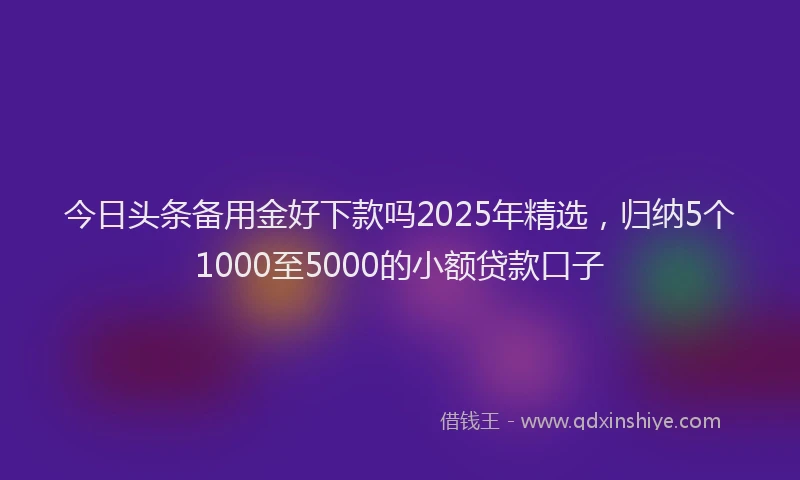 今日头条备用金好下款吗2025年精选，归纳5个1000至5000的小额贷款口子