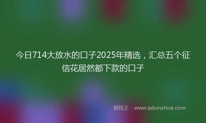 今日714大放水的口子2025年精选，汇总五个征信花居然都下款的口子