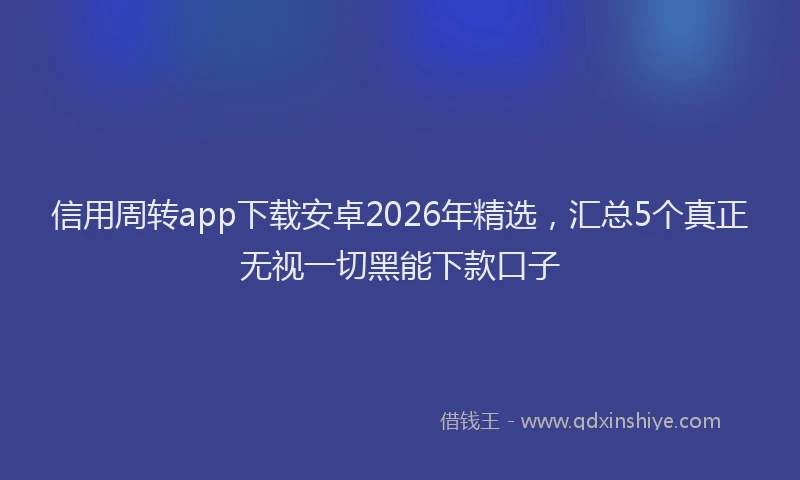 信用周转app下载安卓2026年精选，汇总5个真正无视一切黑能下款口子