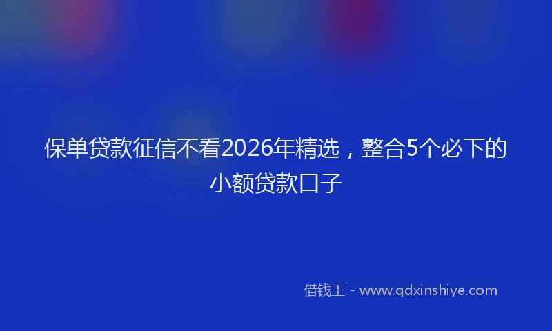 保单贷款征信不看2026年精选,整合5个必下的小额贷款口子