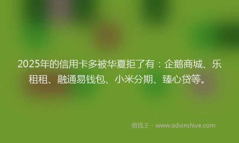 2025年的信用卡多被华夏拒了有：企鹅商城、乐租租、融通易钱包、小米分期、臻心贷等。