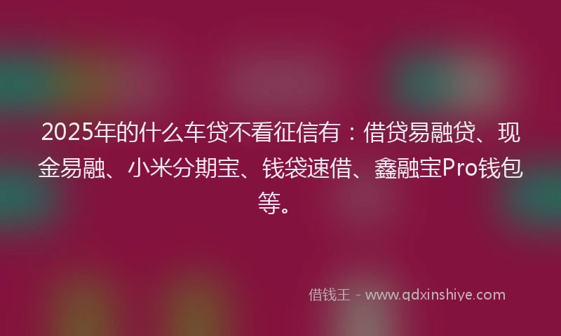 2025年的什么车贷不看征信有：借贷易融贷、现金易融、小米分期宝、钱袋速借、鑫融宝Pro钱包等。