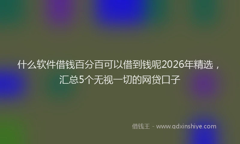 什么软件借钱百分百可以借到钱呢2026年精选，汇总5个无视一切的网贷口子