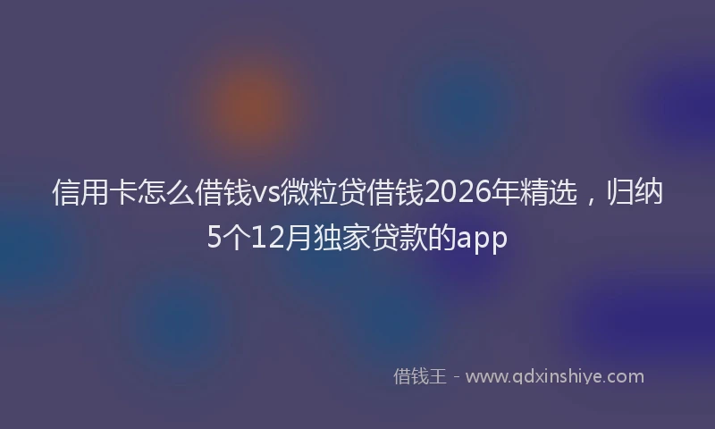 信用卡怎么借钱vs微粒贷借钱2026年精选,归纳5个12月独家贷款的app