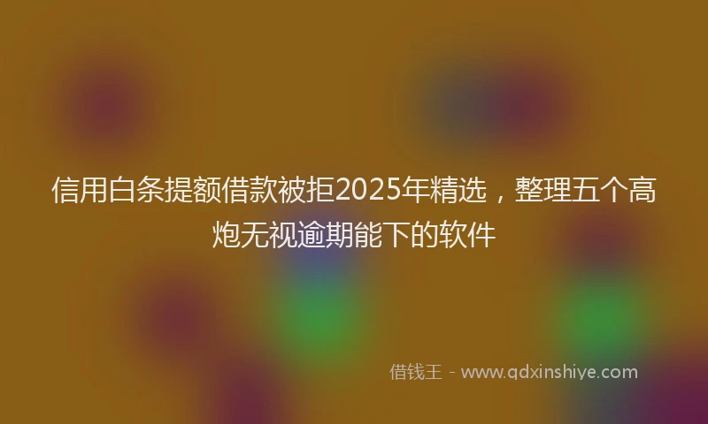信用白条提额借款被拒2025年精选，整理五个高炮无视逾期能下的软件